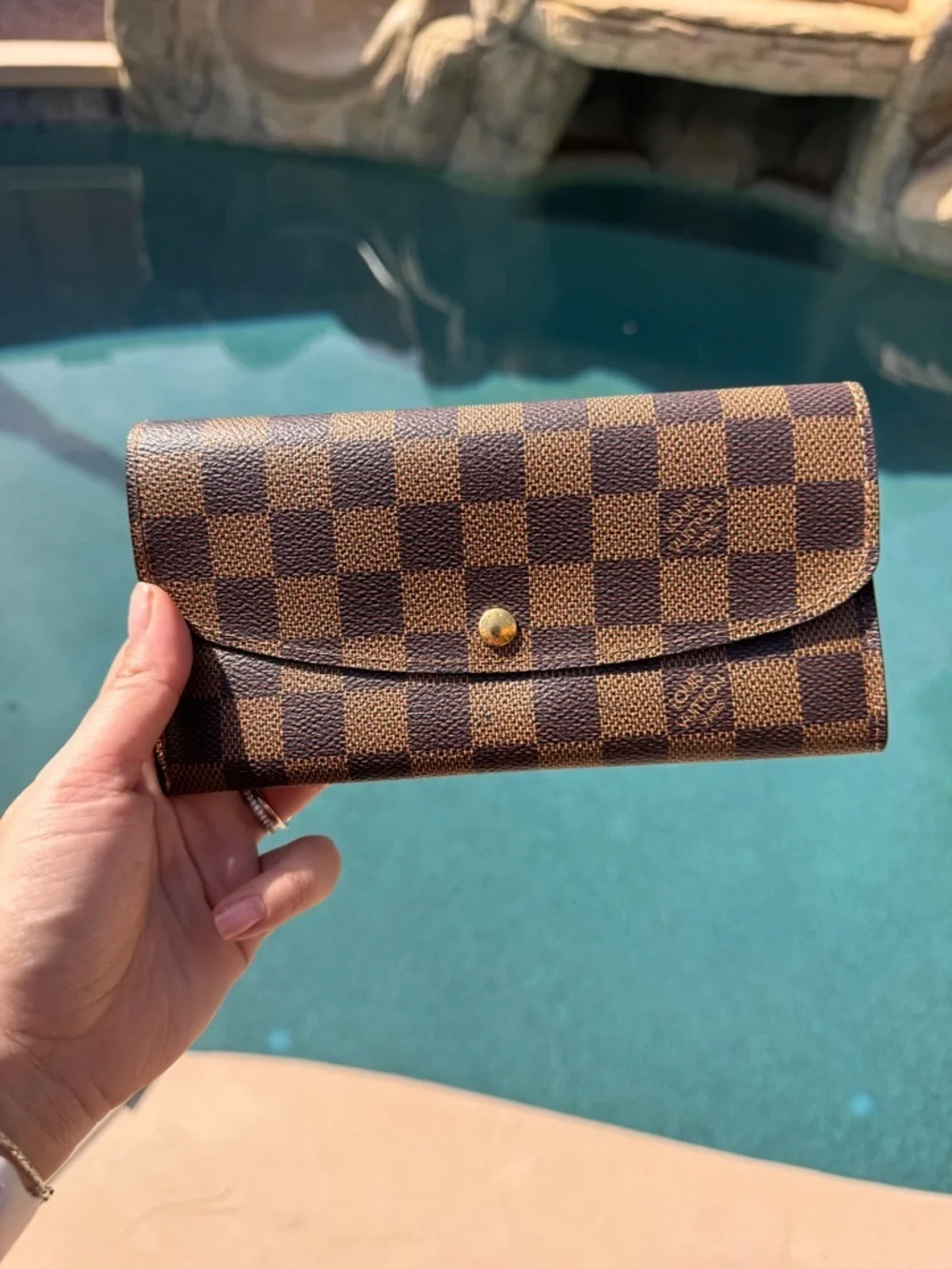 Authentic Louis Vuitton Brown Checkered Crossbody with Gold Chain